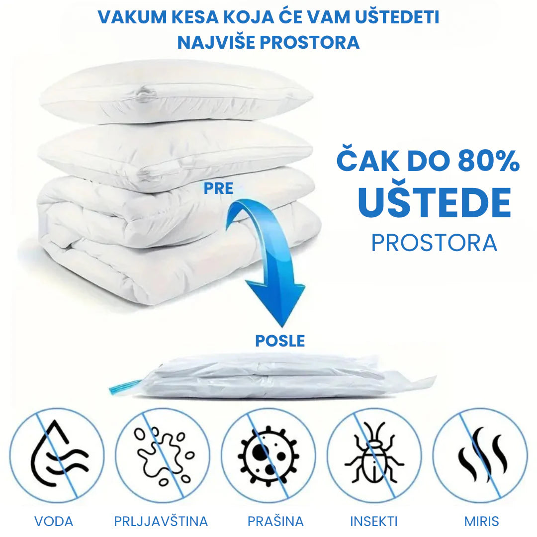 Vakum Kese za Garderobu 10 Kom + Poklon Pumpa