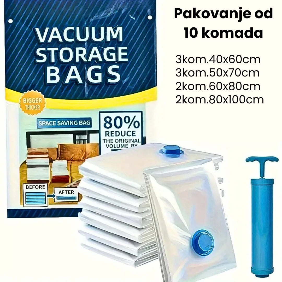 Vakum Kese za Garderobu 10 Kom + Poklon Pumpa