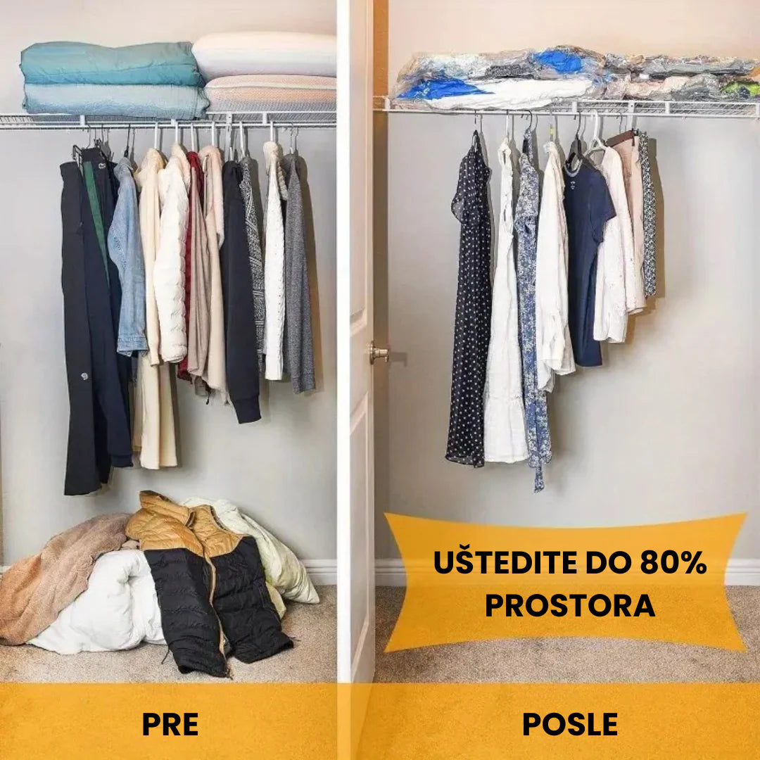Vakum Kese za Garderobu 10 Kom + Poklon Pumpa
