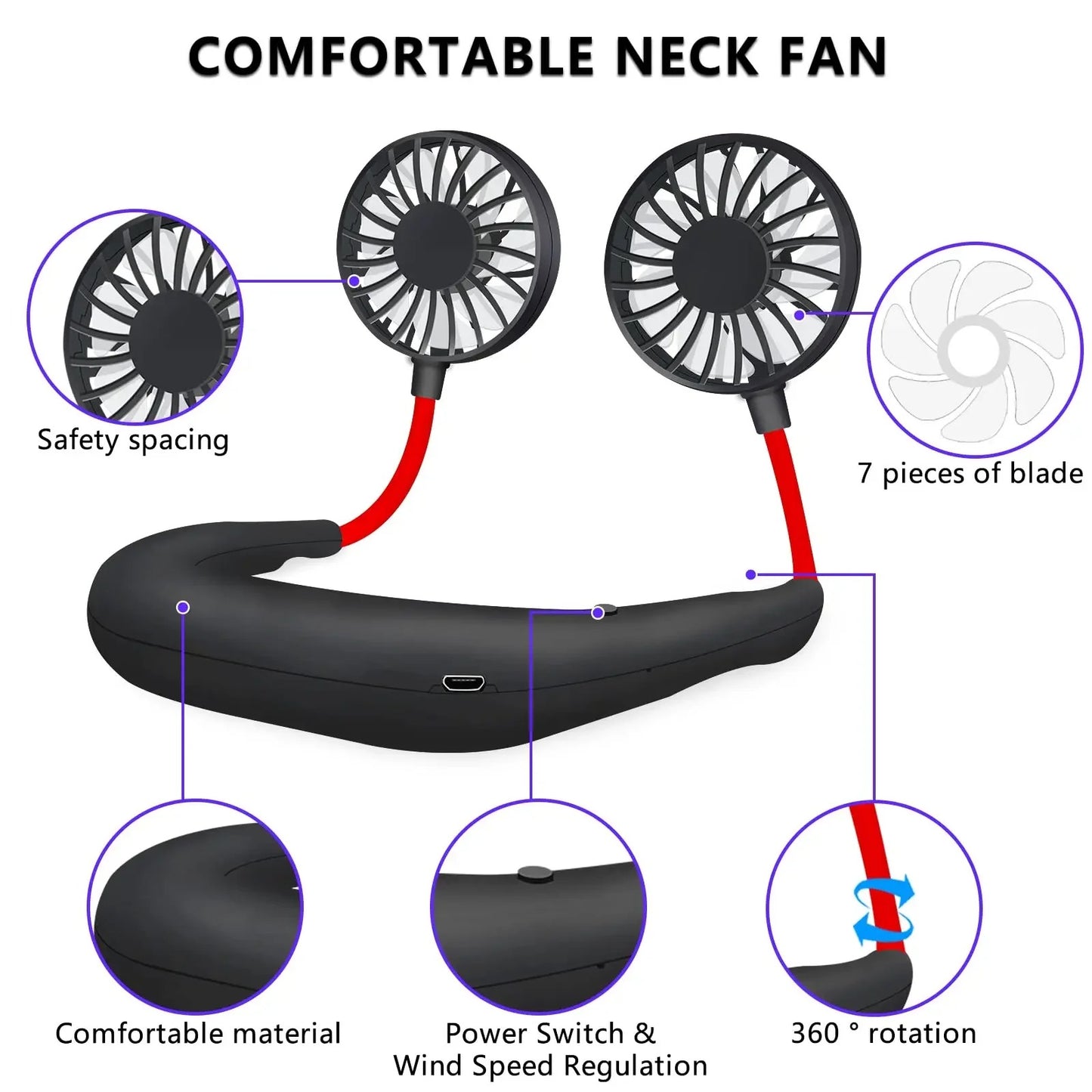 Nosivi Sportski Ventilator za Oko Vrata
