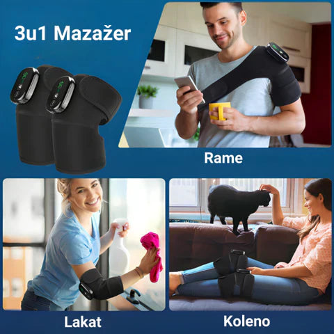 Električni Masažer 3u1 za Koljeno, Lakat i Ramena
